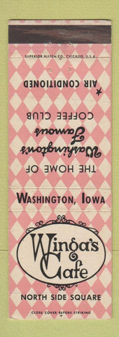 Matchbook Cover - Winga's Cafe Washington IA