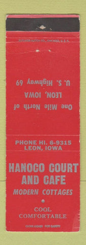 Matchbook Cover - Hanoco Court Cafe Leon IA