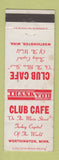 Matchbook Cover - Club Cafe Worthington MN WEAR