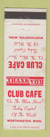 Matchbook Cover - Club Cafe Worthington MN WEAR