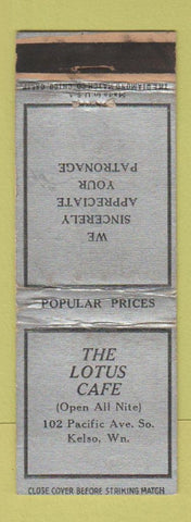 Matchbook Cover - Lotus Cafe Kelso WA