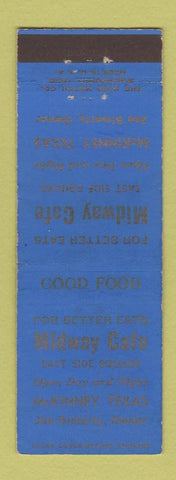 Matchbook Cover - Midway Cafe McKinney TX Joe Simerly