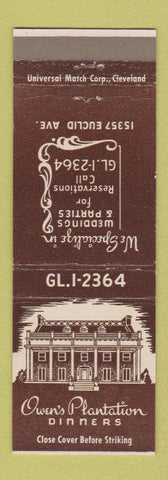 Matchbook Cover - Owen's Plantation Dinners Cleveland OH