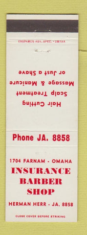 Matchbook Cover - Insurance Barber Shop Omaha NE