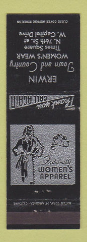 Matchbook Cover - Erwin Town and Country Women's Clothes Milwaukee WI