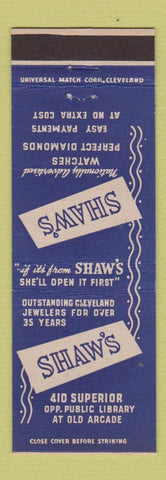 Matchbook Cover - Shaw's Jewelry Cleveland OH