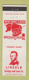 Matchbook Cover - Lincoln Savings and Loan Christmas Chicago IL Abraham