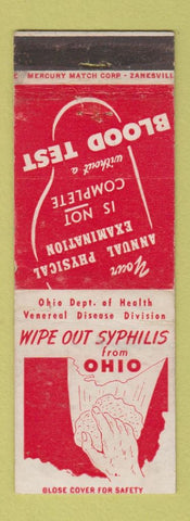 Matchbook Cover - Ohio Wipe out Syphilis Venereal Disease Canton OH WEAR
