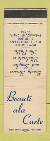 Matchbook Cover - Beauti Ala Carte Salon Paramount CA