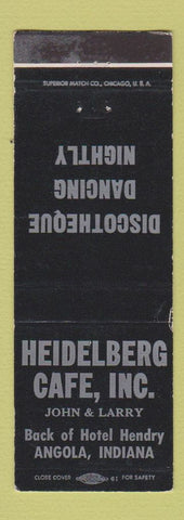 Matchbook Cover - Heidelberg Cafe Angola IN WEAR