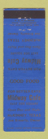 Matchbook Cover - Midway Cafe McKinney TX