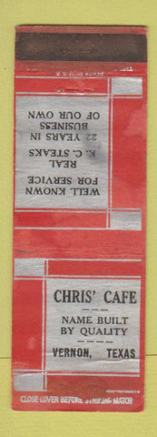 Matchbook Cover - Chris' Cafe Vernon TX POOR