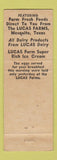 Matchbook Cover - Lucas' B&B Cafe Dalls TX