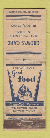 Matchbook Cover - Crow's Cafe Belton TX WORN