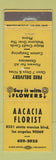 Matchbook Cover - Aacacia Florist Flowers Los Angeles CA WEAR