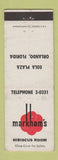 Matchbook Cover - Markham's Hibiscus Room Orlando FL