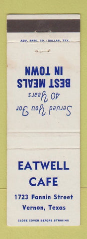 Matchbook Cover - Eatwell Cafe Vernon TX