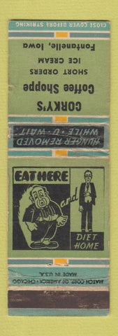 Matchbook Cover - Corky's Coffee Shoppe Fontanelle IA WORN