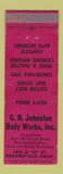 Matchbook Cover - CN Johnston Body Works Bakersfield CA