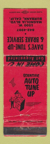 Matchbook Cover - Dave's Tune Up Brake Service Burbank CA WEAR
