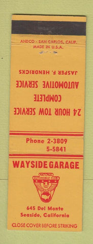 Matchbook Cover - Wayside Garage Seaside CA Jasper Hendricks