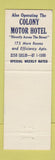 Matchbook Cover - Colonial House Motel Cleveland OH