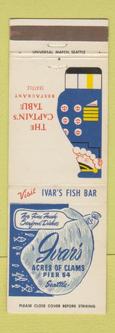 Matchbook Cover - Ivar's Clams Fish Bar Captain's Table Seattle WA