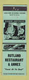 Matchbook Cover - Rutland Restaurant & Annex VT?