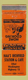 Matchbook Cover - Haa's Richfield Station oil gas cafe Ethel WA