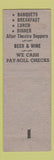 Matchbook Cover - Tonkin's Cafe Renton WA WEAR