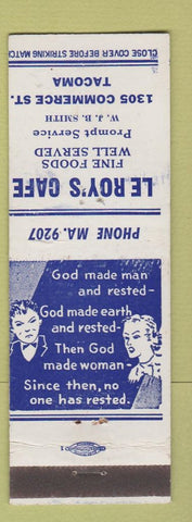 Matchbook Cover - Le Roy's Cafe Tacoma WA