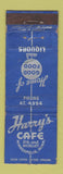 Matchbook Cover - Harry's Cafe Minneapolis MN WORN