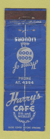 Matchbook Cover - Harry's Cafe Minneapolis MN WORN