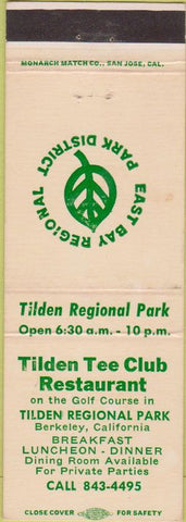 Matchbook Cover - Tilden Tee club Restaurant Berkeley CA