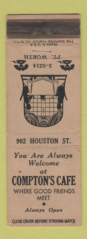 Matchbook Cover - Compton's Cafe Fort Worth TX