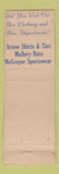 Matchbook Cover - David's Men's Clothes Cleveland OH