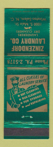 Matchbook Cover - Zinzendorf Laundry Winston Salem NC