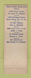 Matchbook Cover - Metal Goods Corp New Orleans Dallas Houston Tulsa St Louis