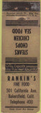 Matchbook Cover - Rankin's Restaurant Bakersfield CA WORN