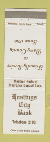 Matchbook Cover - Hastings City Bank MI?