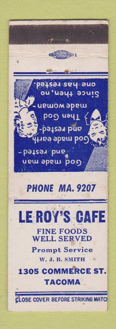 Matchbook Cover - Le Roy's Cafe Tacoma WA WORN