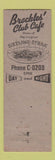 Matchbook Cover - Brockles' Club Cafe Dallas TX
