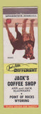 Matchbook Cover - Jack's Coffee Shop Point of Rocks WY Terrier Dog