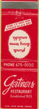 Matchbook Cover - Gertners Restaurant New York City
