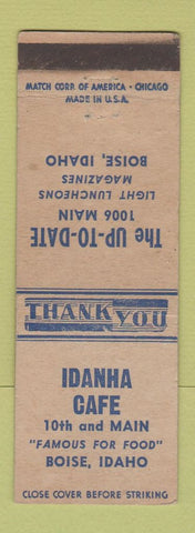 Matchbook Cover - Idanha Cafe Boise ID