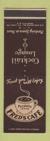 Matchbook Cover - Fred's Cafe Pocatello ID