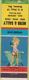 Matchbook Cover - Herb Sally Hudson FL gas oil pinup CREASE