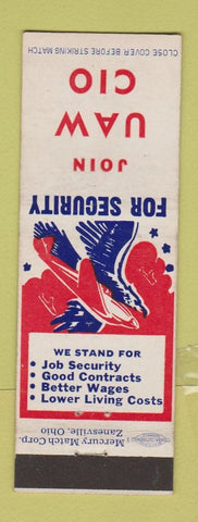 Matchbook Cover - UAW CIP Union Auto Workers Detroit MI