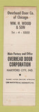 Matchbook Cover - Overhead Door Corp Chicago IL Hartford City IN