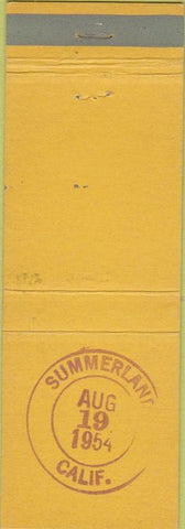 Matchbook Cover - Summerland CA 1954 post mark